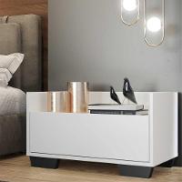 Mesa de Cabeceira 60 Cm com Pés Quadrados Branca preta - 5