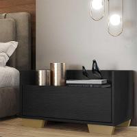 Mesa de Cabeceira 60 Cm com Pés Quadrados Preta natural - 3