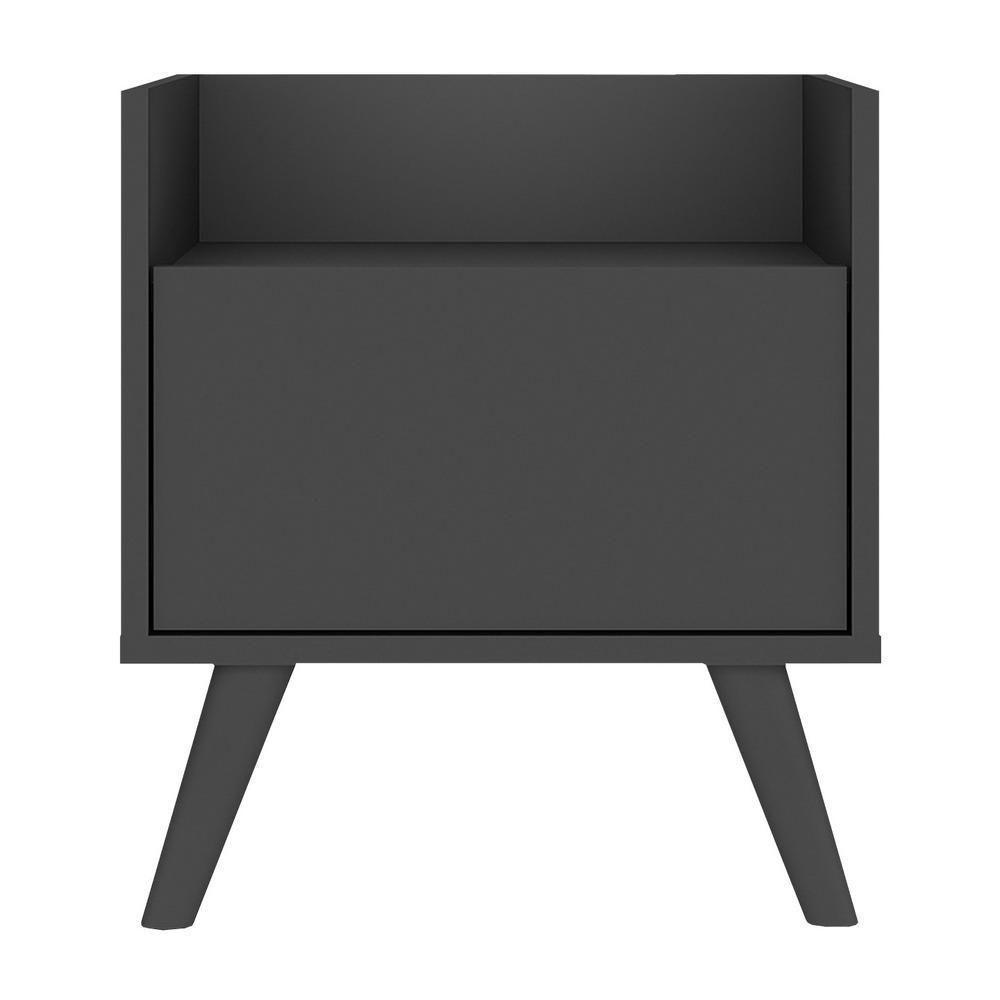 Mesa De Cabeceira 40 Cm Com Pés Retrô Multimóveis Mp4041 Preta - 2