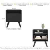 Mesa De Cabeceira 40 Cm Com Pés Retrô Multimóveis Mp4041 Preta - 5