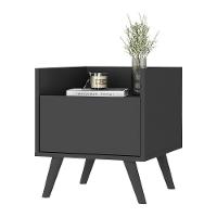 Mesa De Cabeceira 40 Cm Com Pés Retrô Multimóveis Mp4041 Preta - 6