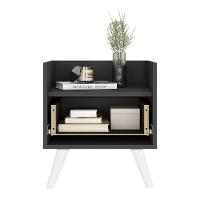 Mesa De Cabeceira 40 Cm Com Pés Retrô Multimóveis Mp4041 Preta/Branca - 3