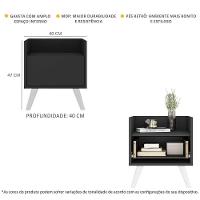 Mesa De Cabeceira 40 Cm Com Pés Retrô Multimóveis Mp4041 Preta/Branca - 5