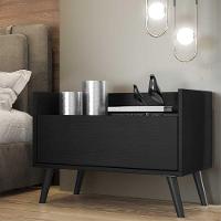 Mesa De Cabeceira 60 Cm C/ Pés Retrô Multimóveis Preta - 5