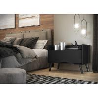 Mesa De Cabeceira 60 Cm C/ Pés Retrô Multimóveis Preta - 6