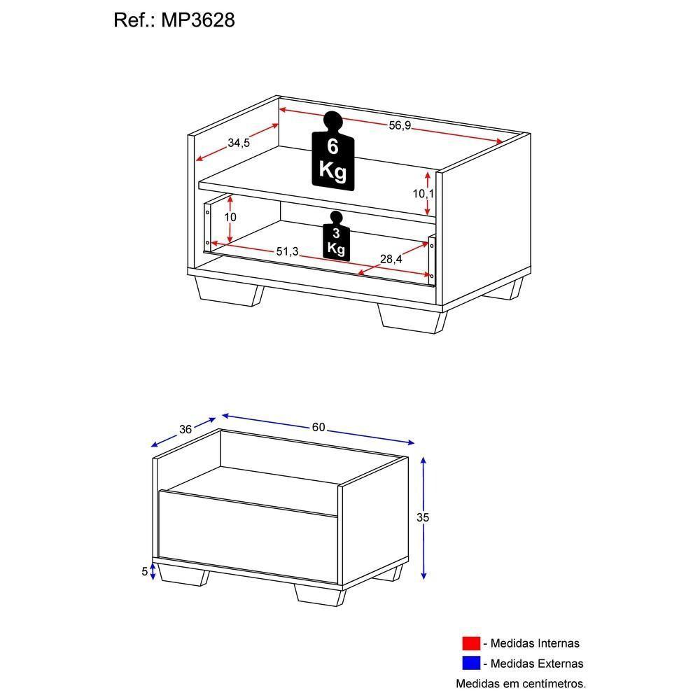 Mesa de Cabeceira 60cm com Pés Quadrados Multimóveis Preta - 2