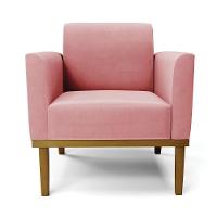 Poltrona Base De Madeira Fixa Castanho Marisa Suede D03 - DRossi Rose