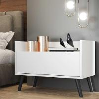 Mesa de Cabeceira 60cm com Pés Retrô Branca preta - 6