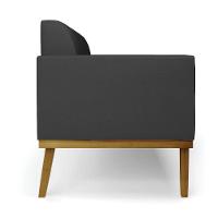 Kit 2 Poltronas Base De Madeira Fixa Castanho Marisa Corino Preto - 6