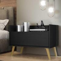 Mesa de Cabeceira 60cm com Pés Retrô Preta natural
