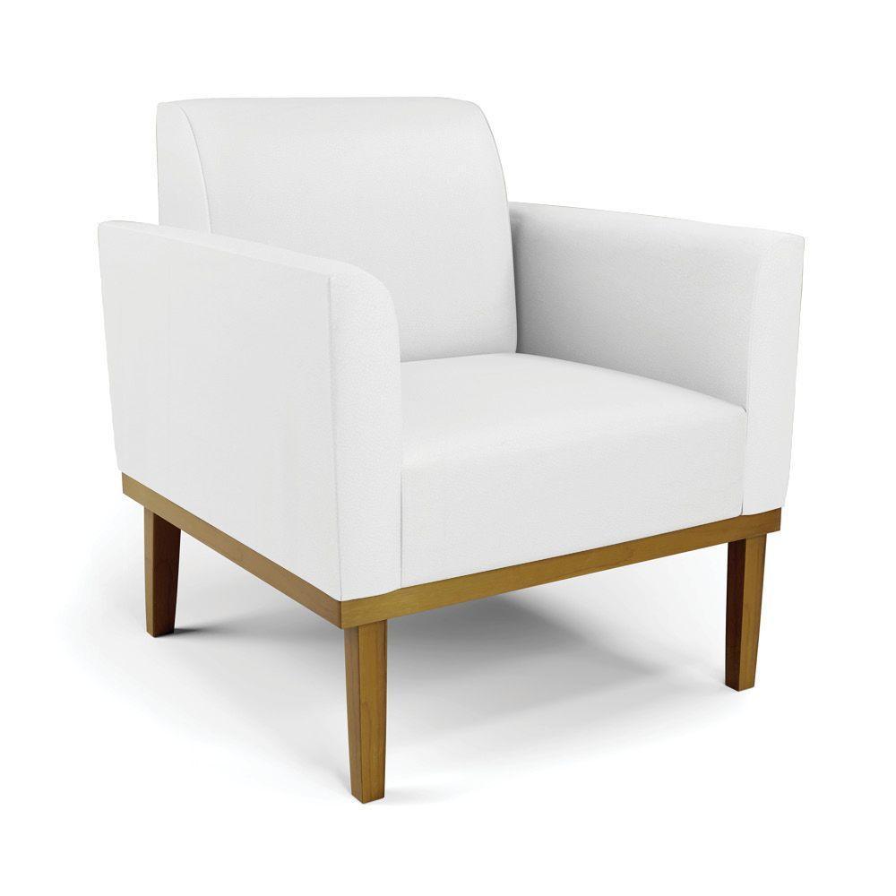 Kit 2 Poltronas Base De Madeira Fixa Castanho Marisa Corino Branco - 5