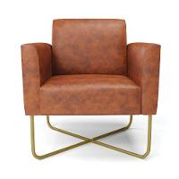 Kit 2 Poltronas Base X Industrial Dourado Marisa Corano Nozes - 3