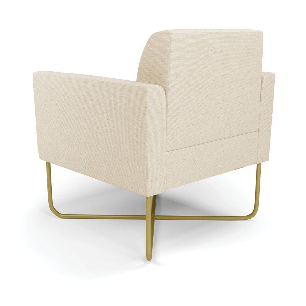 Poltrona Base X Industrial Dourado Marisa Linho Bege A19 D03 - DRossi - 6