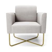 Kit 2 Poltronas Base X Industrial Dourado Marisa Veludo Cinza - 2