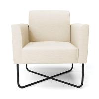 Kit 2 Poltronas Base X Industrial Preto Marisa Linho Bege A19 D03 - DRossi - 2