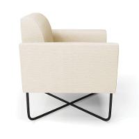 Kit 2 Poltronas Base X Industrial Preto Marisa Linho Bege A19 D03 - DRossi