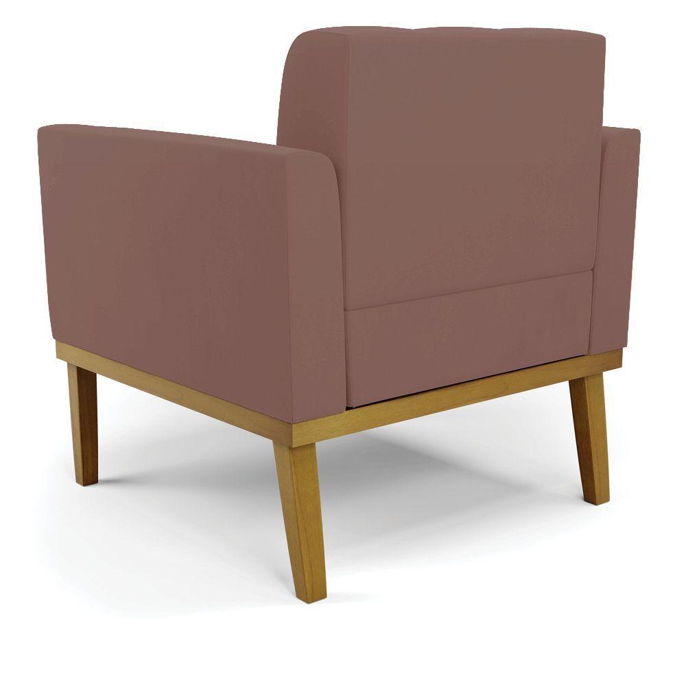 Poltrona Base De Madeira Fixa Castanho Elisa Veludo D03 - DRossi Rose - 7