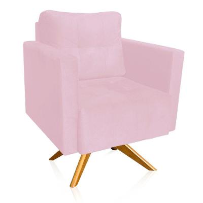 Poltrona Giratória Livia Suede Base De Madeira Ma30 D01 - DRossi Rosa Bebê