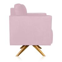 Poltrona Giratória Livia Suede Base De Madeira Ma30 D01 - DRossi Rosa Bebê - 2