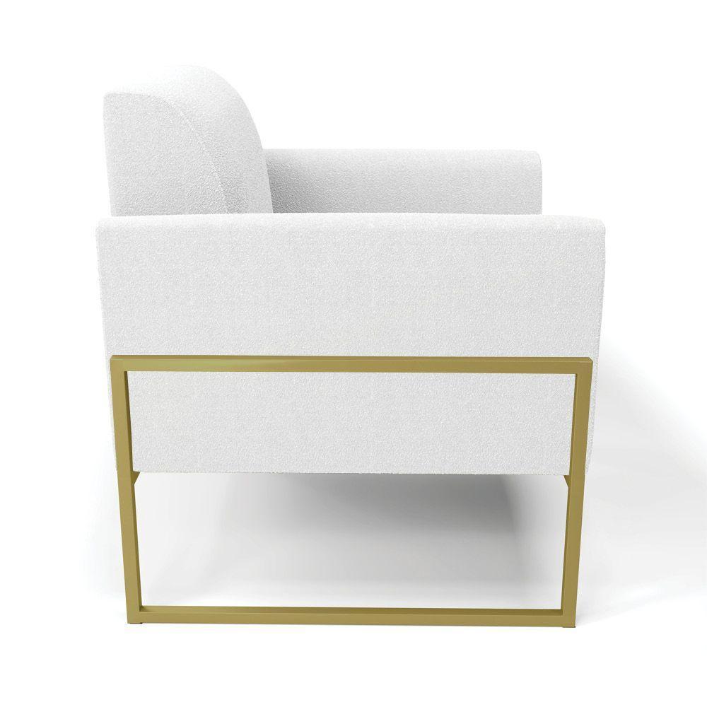 Poltrona Sala Estar Industrial Alta Dourado Kit 2 Marisa Bouclê Off White D03 - DRossi - 7