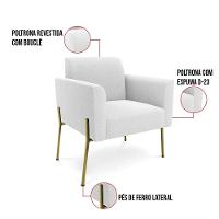 Poltrona Sala Estar Pé Ferro Dourado Kit 2 Marisa Bouclê Off White D03 - DRossi