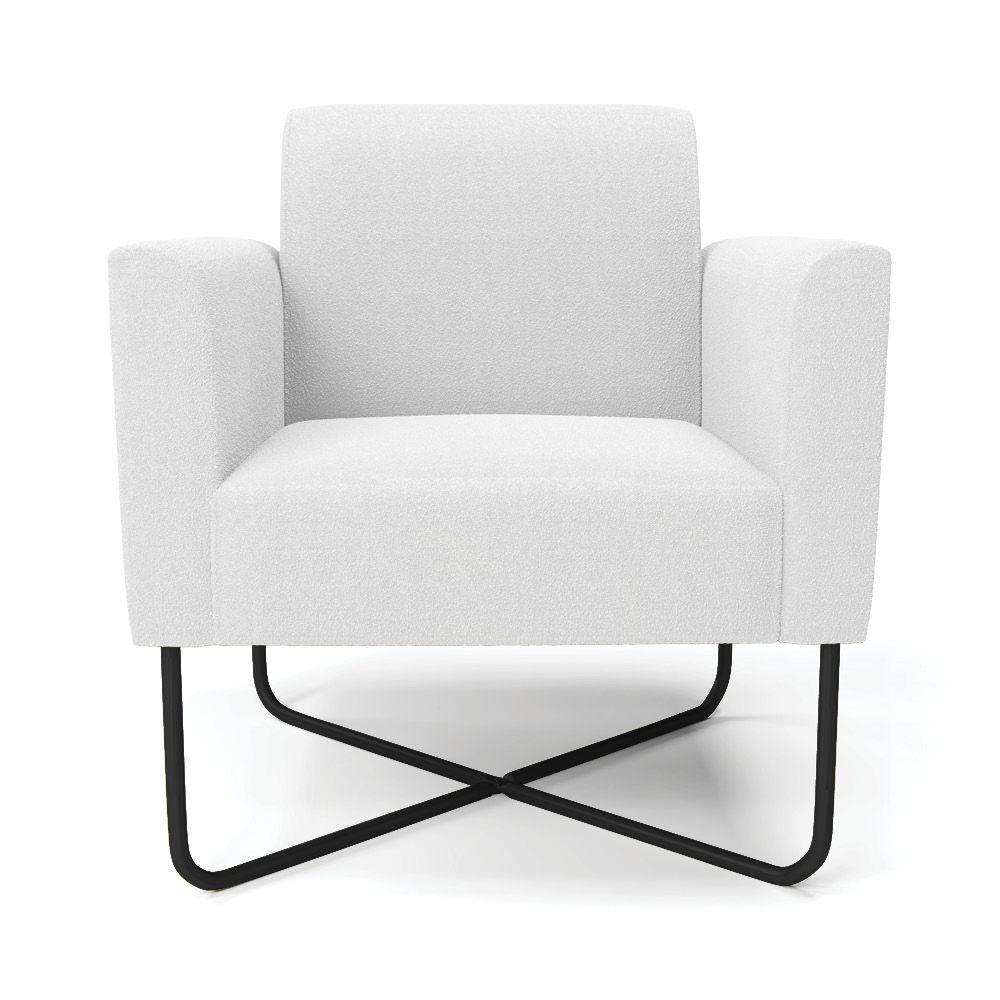 Poltrona Sala Base X Industrial Preto Kit 2 Marisa Bouclê Off White D03 - DRossi - 9