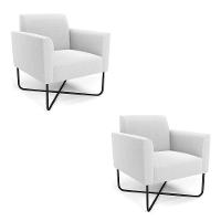 Poltrona Sala Base X Industrial Preto Kit 2 Marisa Bouclê Off White D03 - DRossi - 1