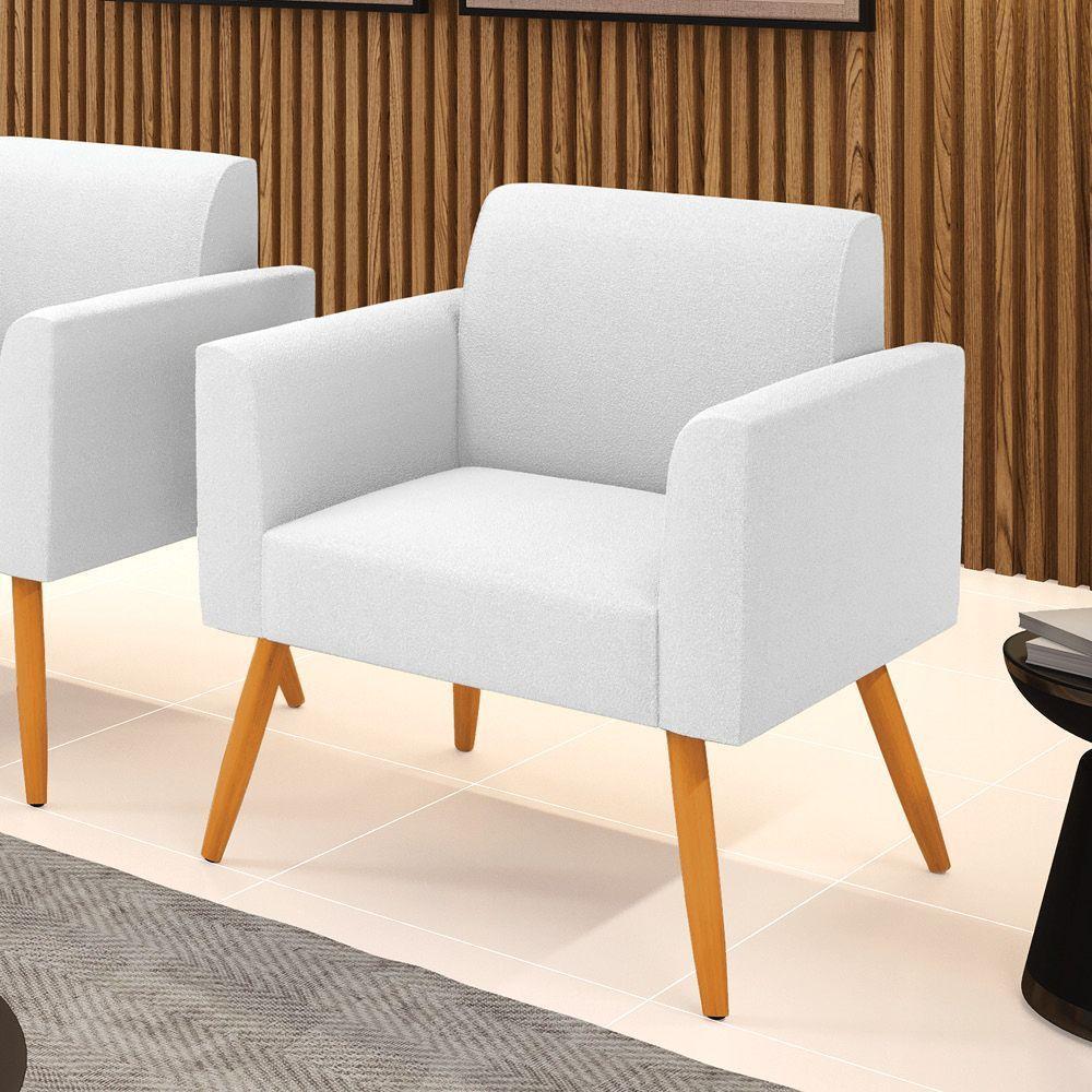 Poltrona Sala Estar Pé Palito Castanho Marisa Bouclê Off White D03 - DRossi - 2