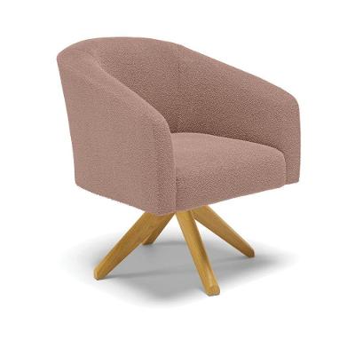 Poltrona Decorativa Giratória Ma30 Stella Bouclê Rosê D03 - DRossi