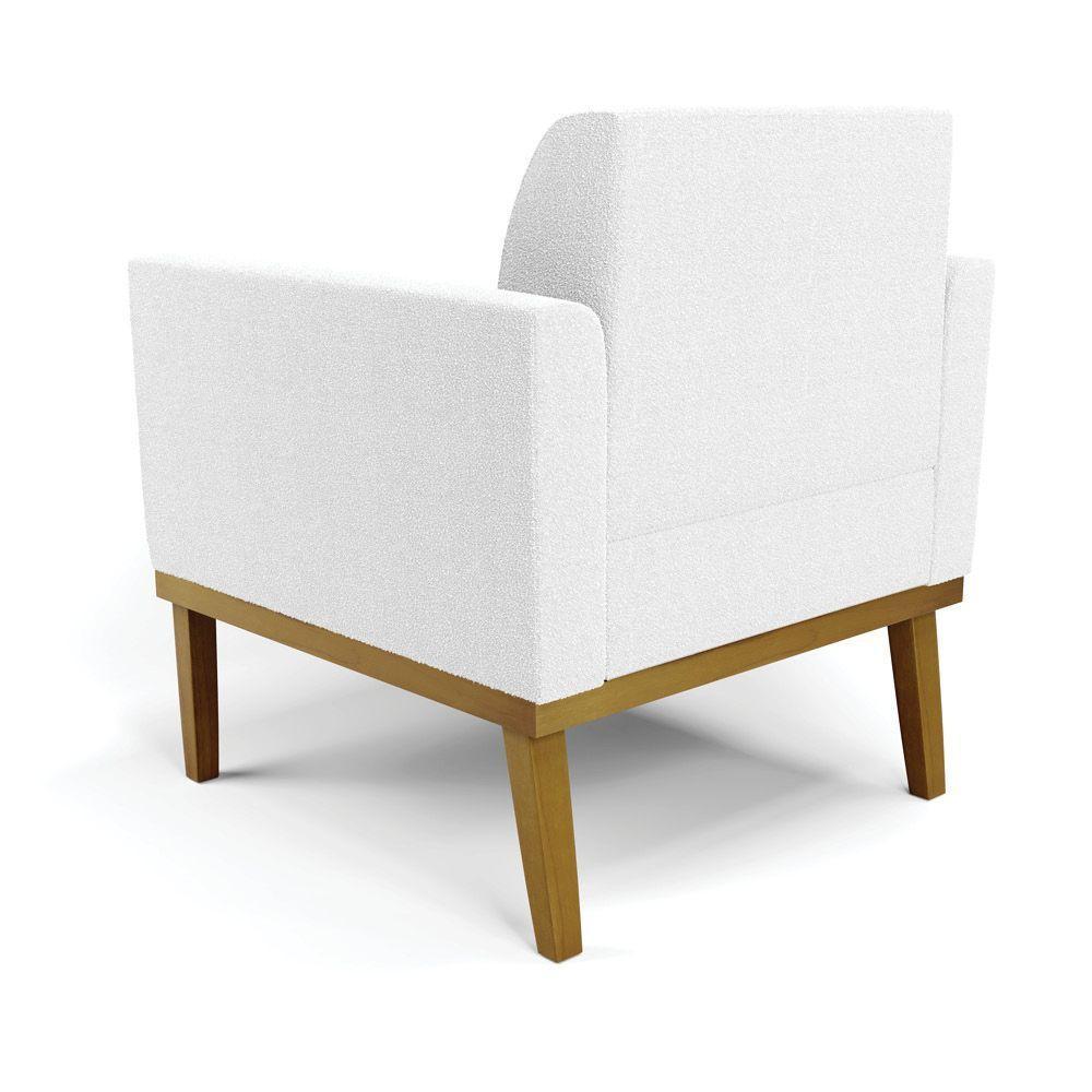 Poltrona Para Sala Base Madeira Castanho Marisa Bouclê Off White D03 - DRossi - 7