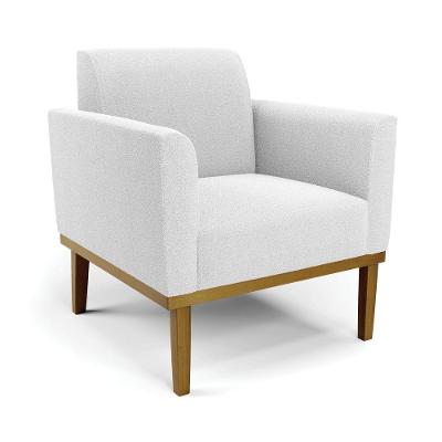 Poltrona Para Sala Base Madeira Castanho Marisa Bouclê Off White D03 - DRossi