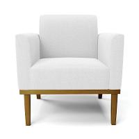 Poltrona Para Sala Base Madeira Castanho Marisa Bouclê Off White D03 - DRossi - 5