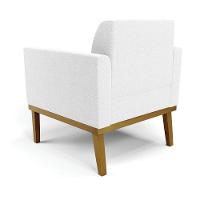 Poltrona Para Sala Base Madeira Castanho Marisa Bouclê Off White D03 - DRossi - 7