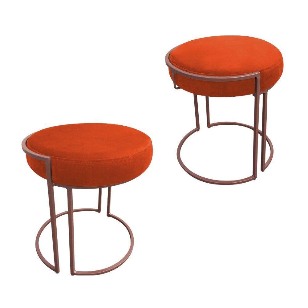 Kit 02 Puffs Love Suede Base Cobre DRossi Laranja - 1