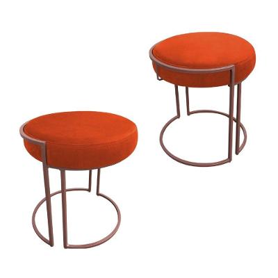 Kit 02 Puffs Love Suede Base Cobre DRossi Laranja