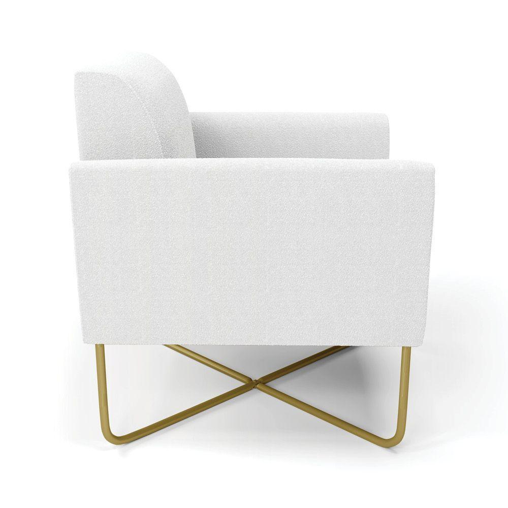 Poltrona Sala Base X Industrial Dourado Marisa Bouclê Off White D03 - DRossi - 5