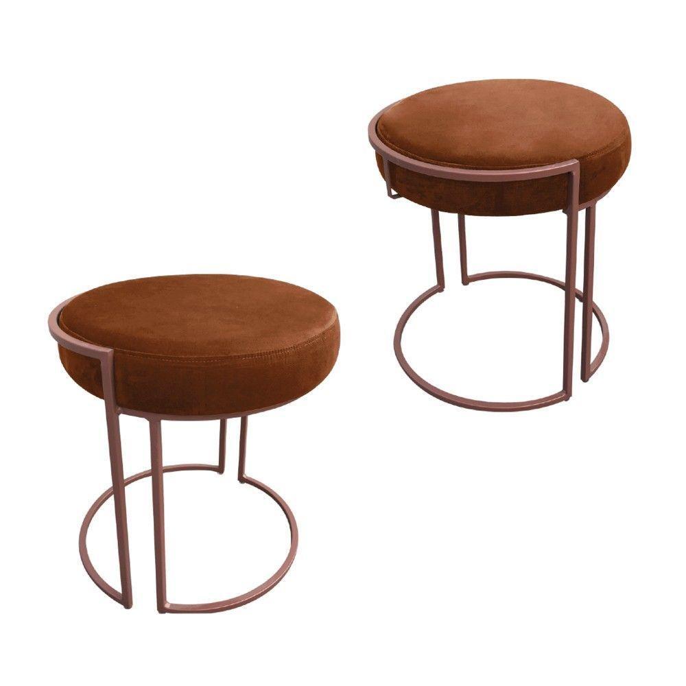 Kit 02 Puffs Love Suede Base Cobre DRossi Terra - 1