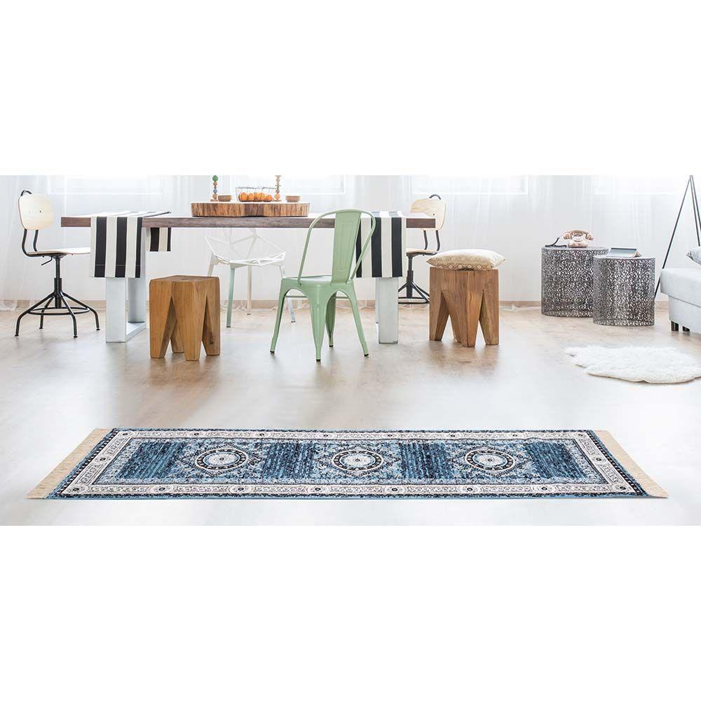 Passadeira Belga Bruxelas 9 Azul 0,66x2,10m - Edantex - 2