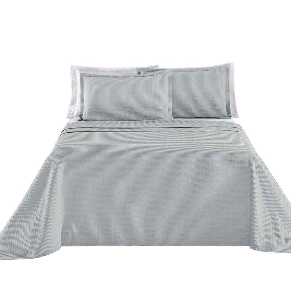 Kit Cobre Leito Colcha Sorento Casal 3 Peças Piquet 100% Algodão Premium - Cinza - 1