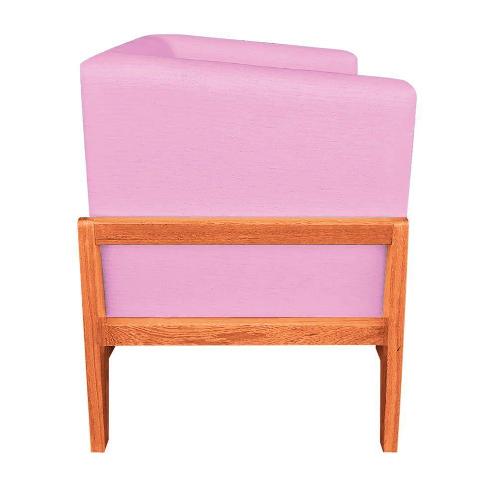 Poltrona Lucy Linho Base Madeira Castanho DRossi Rosa Chiclete A08 - 5