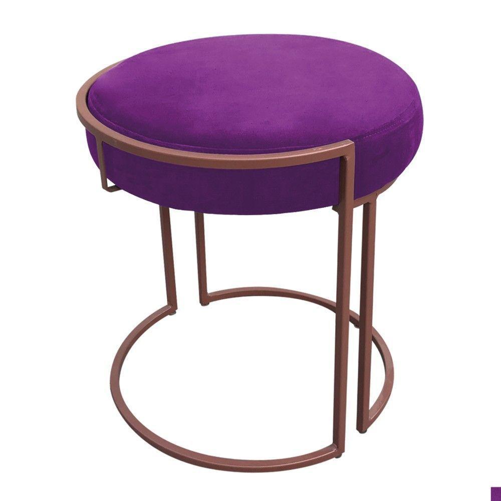 Kit 02 Puffs Love Suede Base Cobre DRossi Roxo - 6