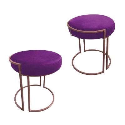 Kit 02 Puffs Love Suede Base Cobre DRossi Roxo