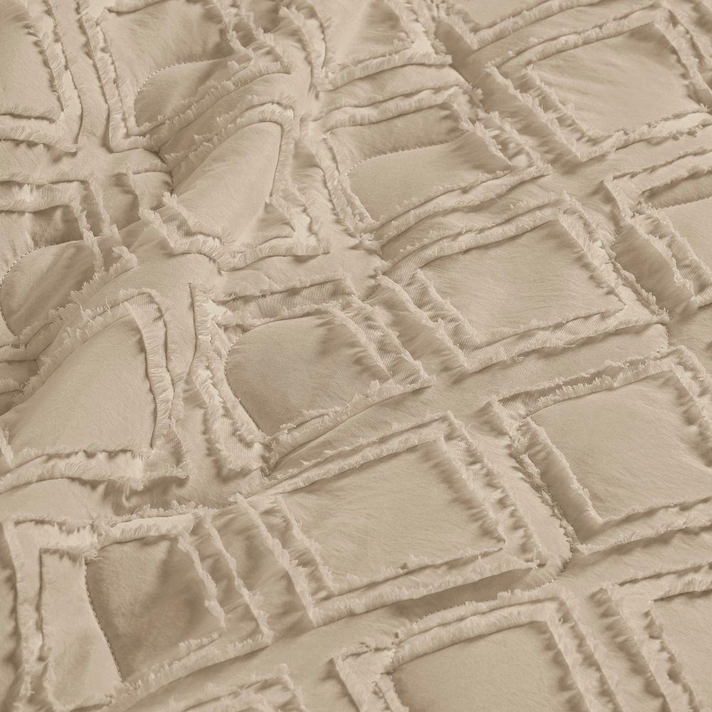 Cobre Leito King Casa Modelo Enxovais Destroyed Micropercal 300 Fios 3 Peças - Caqui - 3