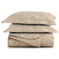 Cobre Leito King Casa Modelo Enxovais Destroyed Micropercal 300 Fios 3 Peças - Caqui - 1
