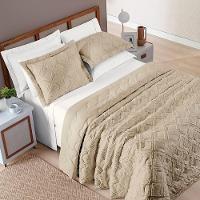 Cobre Leito King Casa Modelo Enxovais Destroyed Micropercal 300 Fios 3 Peças - Caqui - 4