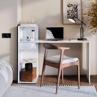 Mesa Escrivaninha Euro Para Home Office E Quarto Com Gaveta E Prateleiras - 1