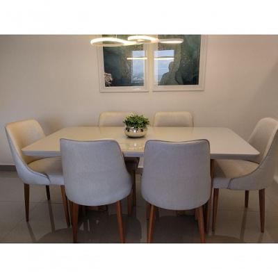 Sala De Jantar Maciça Vidro 6 Cad 1,80x0,90m Talia Espresso