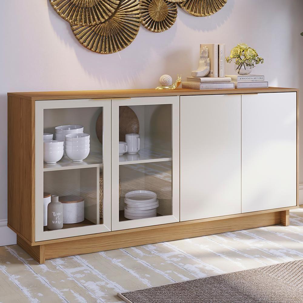 Balcao Aparador Buffet 4 Portas 160 Cm Vitoria Freijo Off White Colibri - 2
