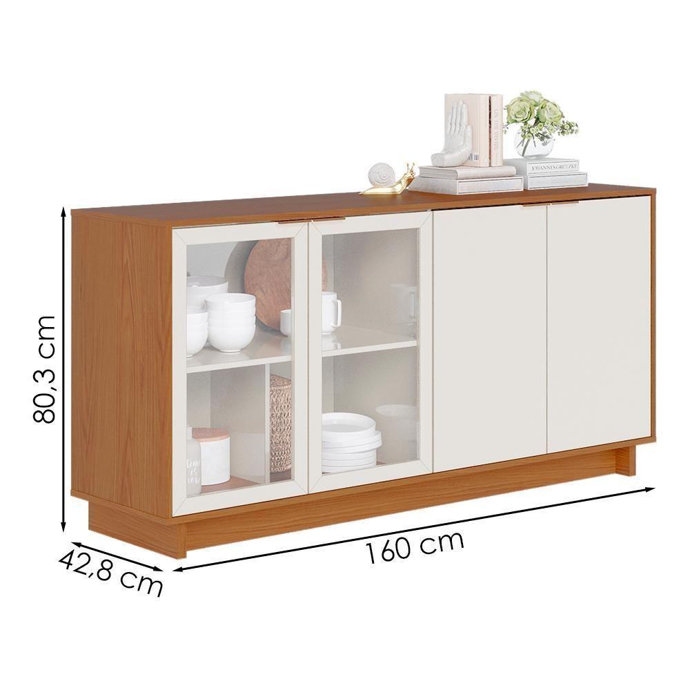 Balcao Aparador Buffet 4 Portas 160 Cm Vitoria Freijo Off White Colibri - 3