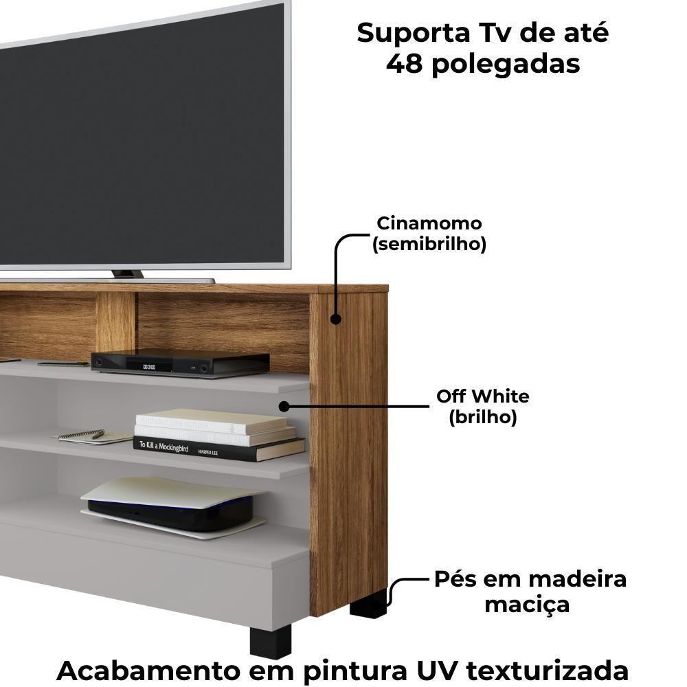 Rack Bancada Tv 48 Pol Pipa 108 Cm Off White Cinamomo Bechara - 3
